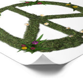 PEACE-symbool van Real Grass Flowers Hippie 60s Si Poster (Hoek)