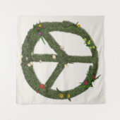PEACE-symbool van Real Grass Flowers Hippie 60s Si Wandkleed (Voorkant (horizontaal))