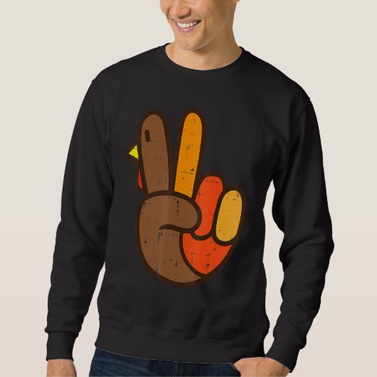Peace teken kalkoen hand cool thanksgiving hippie trui (Voorkant)