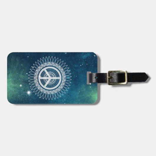 PEACE-teken symbool Mandala Space Lacy Hippie Spac Bagagelabel (Voorkant horizontaal)