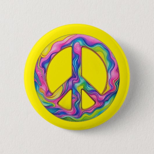Peace-Theme Psychedlic Inspirerende boodschap Ronde Button 5,7 Cm (Voorkant)
