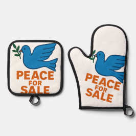Peace themed apron ovenwant & pannenlap set