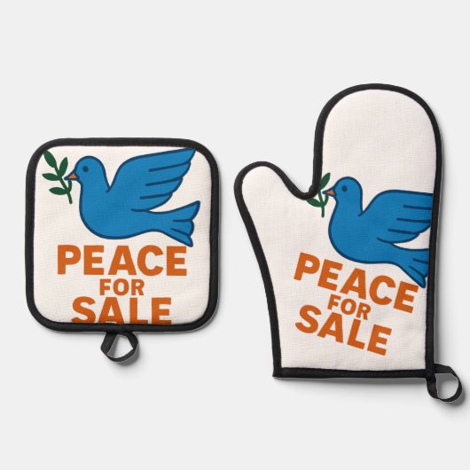Peace themed apron ovenwant & pannenlap set (Voorkant)