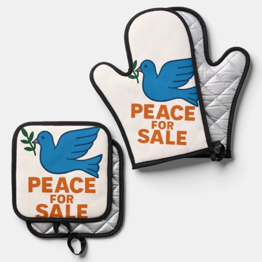 Peace themed apron ovenwant & pannenlap set (Voorkant / Achterkant)