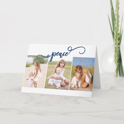 Peace Three Foto Collage Feestdagen Kaart (Voorkant)