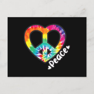 Peace Tie Dye Heart Hippie Retro Groovy Briefkaart