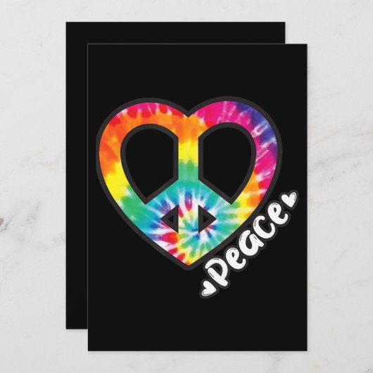 Peace Tie Dye  Heart Hippie Retro Groovy Kaart (Voorkant / Achterkant)