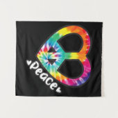 Peace Tie Dye  Heart Hippie Retro Groovy Wandkleed (Voorkant (horizontaal))