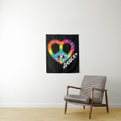Peace Tie Dye  Heart Hippie Retro Groovy Wandkleed (In situ)