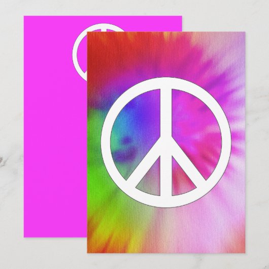Peace Tie Dye-uitnodigingen Kaart (Voorkant / Achterkant)