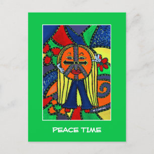 Peace Time on Bright Green - Time Piecks Briefkaart