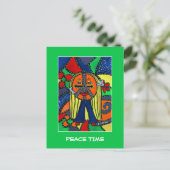 Peace Time on Bright Green - Time Piecks Briefkaart (Staand voorkant)