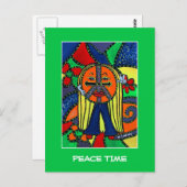 Peace Time on Bright Green - Time Piecks Briefkaart (Voorkant / Achterkant)