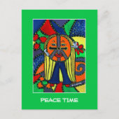 Peace Time on Bright Green - Time Piecks Briefkaart (Voorkant)