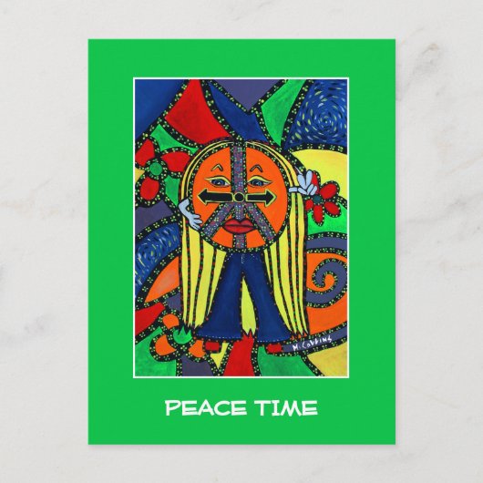Peace Time on Bright Green - Time Piecks Briefkaart (Voorkant)