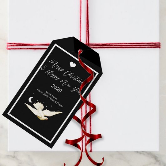 Peace to All Dove Cadeau Label Kerstvakantie Cadeaulabel