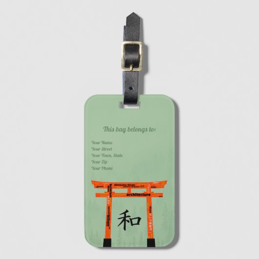 Peace Torii (op vermillion) Bagagelabel (Voorkant (verticaal))