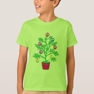 Peace Tree-feestdag met vredessymbolen T-shirt
