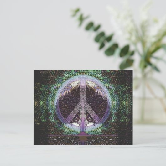 Peace Tree Mandala Heart Briefkaart (Staand voorkant)