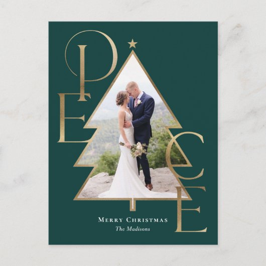 Peace Tree Modern Holiday Photo Card Briefkaart (Voorkant)