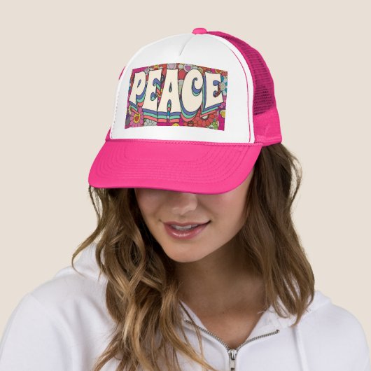 Peace Trucker Hat Pet (In situ)