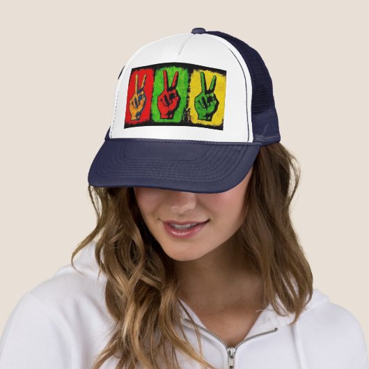 Peace Trucker Hat Pet (In situ)