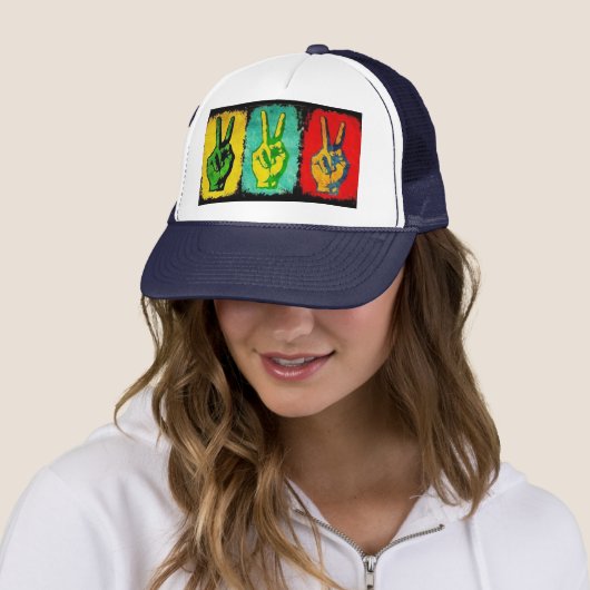 Peace Trucker Hat Pet (In situ)