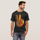 Peace Turkey Hand Retro Thanksgiving Shirt (Voorkant volledig)