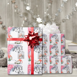 Peace Typografie Kerstmis Gnomes Holiday Cadeaupapier