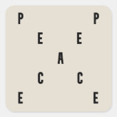 Peace Typography Vierkante Sticker (Voorkant)