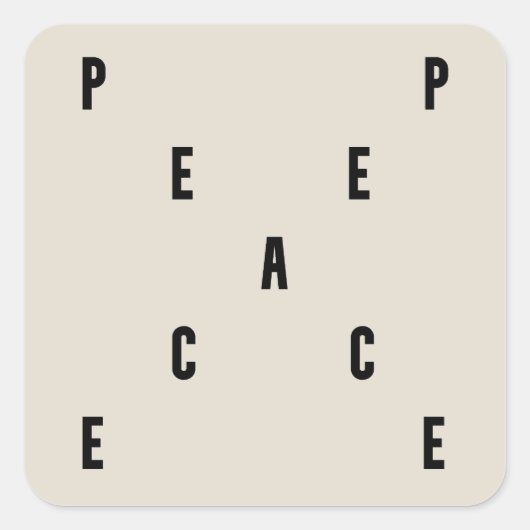 Peace Typography Vierkante Sticker (Voorkant)
