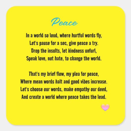 Peace Vierkante Sticker (Voorkant)