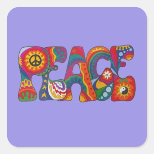 Peace Vierkante Sticker (Voorkant)