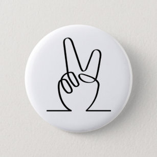 Peace vrede symbol. V vingers voor vrijheid.  Ronde Button 5,7 Cm