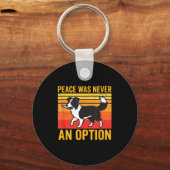 Peace Was Never An Option Funny Border Collie Dog Sleutelhanger (Voorkant)