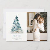 Peace Waterverf Pine-kerstboom Gift-foto Feestdagenkaart (Voorkant)