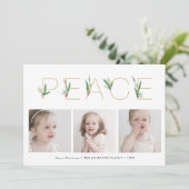 Peace Waterverf Springs Christmas Three Foto Feestdagenkaart (Staand voorkant)