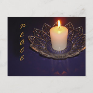 Peace White Candle Flame Photo Holiday Wishes Feestdagenkaart