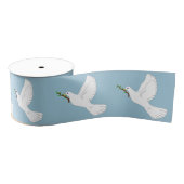 Peace White Dove met Olive Branch Gift Ribbon Grosgrain Lint (Spoel)