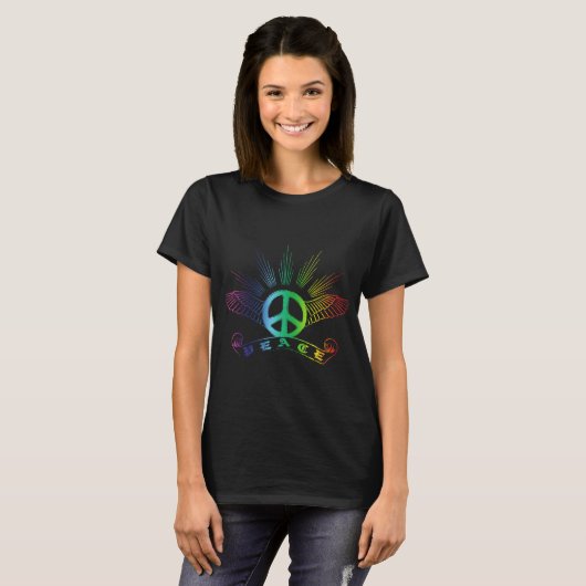 Peace Wings-regenboog T-shirt (Voorkant volledig)