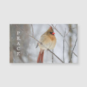 Peace Winter Cardinal Photo Magnet Card (Voorkant)