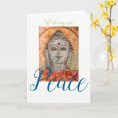 Peace Wish Buddha Waterverf Art Wenskaart Kaart (Gele Bloem)