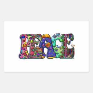 Peace Word Art Birds en Butterflies Rechthoekige Sticker