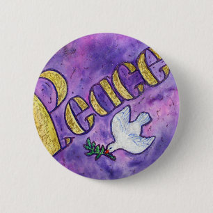 Peace Word Art Button Pin Pendant (Ronde)