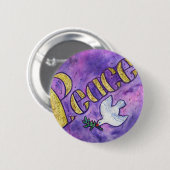 Peace Word Art Button Pin Pendant (Ronde) (Voorkant /achterkant)