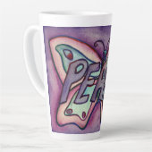 Peace Word Art Paarse Vlinder Wing Cup Latte Mok (Linkerhoek)