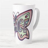 Peace Word Art Paarse Vlinder Wing Cup Latte Mok (Rechterhoek)