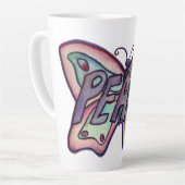Peace Word Art Paarse Vlinder Wing Cup Latte Mok (Linkerhoek)