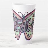 Peace Word Art Paarse Vlinder Wing Cup Latte Mok (Voorkant)