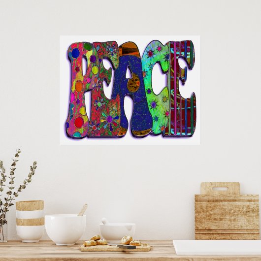 Peace Word Art Poster (Keuken)